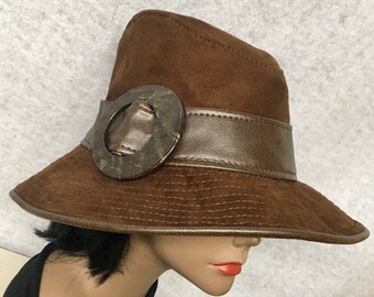 Brown Suede Fedora - Etsy