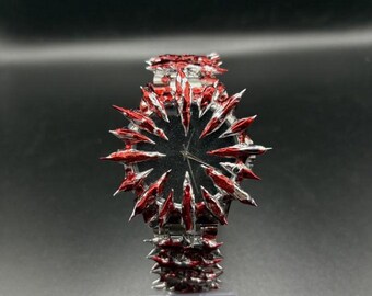 Espina de Sangre – Reloj Casio personalizado con pinchos / Reloj de pulsera artístico rojo y plateado / Accesorio gótico punk
