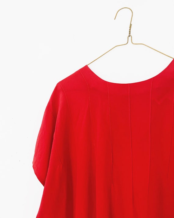 80s / 90s red silk short sleeve shirt - minimalis… - image 5