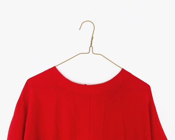 80s / 90s red silk short sleeve shirt - minimalis… - image 3