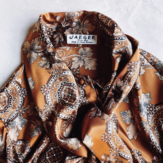 jaeger 70s vintage button up blouse - long sleeve… - image 4