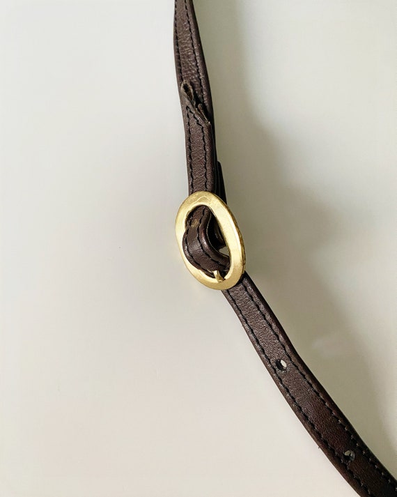 90s classic brown leather envelope clutch - cross… - image 9