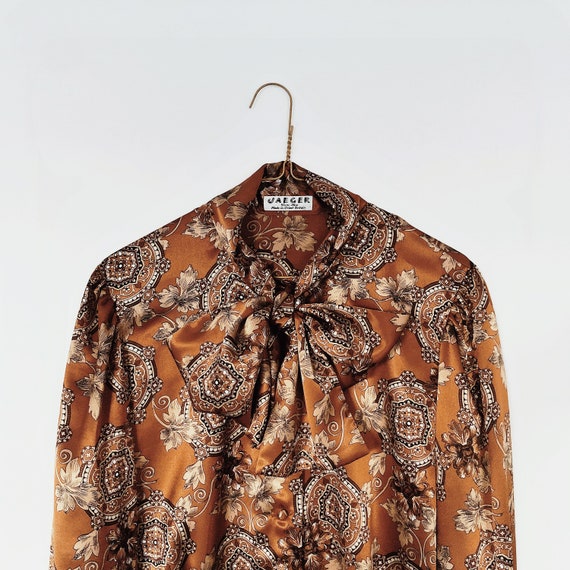 jaeger 70s vintage button up blouse - long sleeve… - image 7