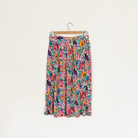 70s psychedelic floral maxi skirt - vtg 80s 70s h… - image 1