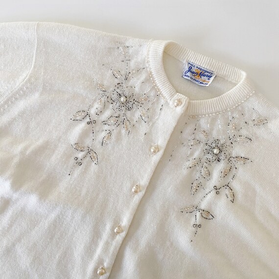 50s beaded monrose sweater cardigan - ivory white… - image 6