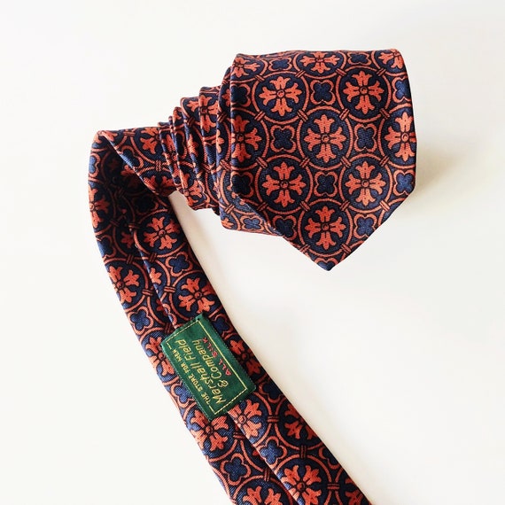 60s / 70s marshall field navy silk neck tie - cla… - image 4