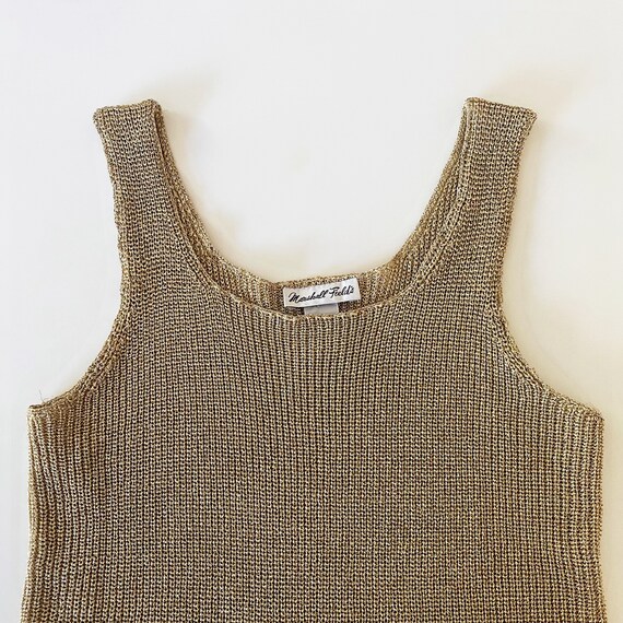 gold knit 90s minimalist sleeveless sweater blous… - image 4