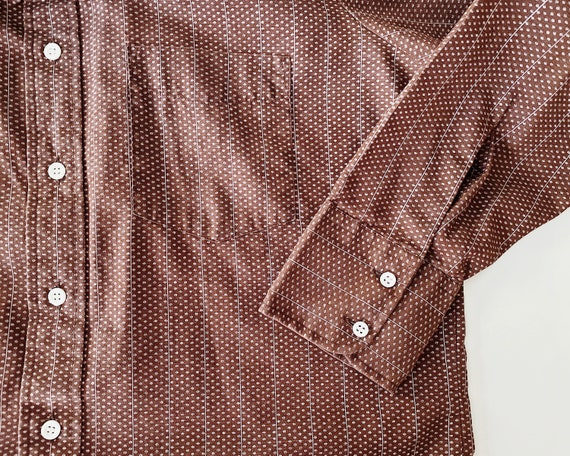 60s marlboro mens brown vintage button down - cot… - image 6