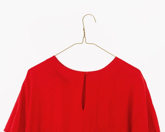 80s / 90s red silk short sleeve shirt - minimalis… - image 4