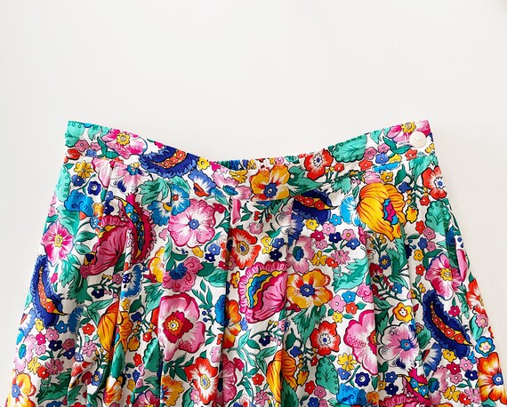70s psychedelic floral maxi skirt - vtg 80s 70s h… - image 3