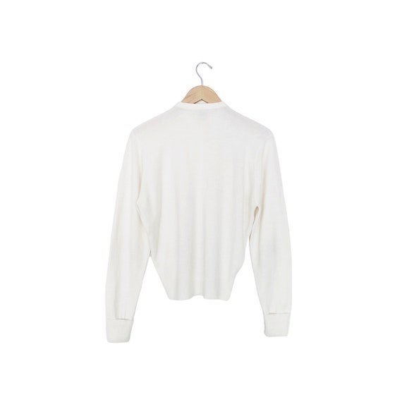 50s beaded monrose sweater cardigan - ivory white… - image 2