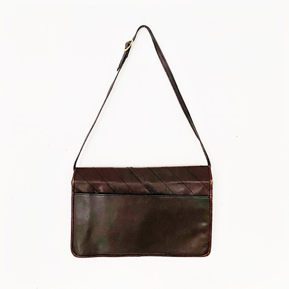 90s classic brown leather envelope clutch - cross… - image 5