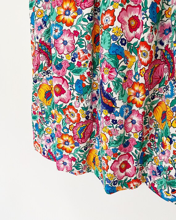 70s psychedelic floral maxi skirt - vtg 80s 70s h… - image 5