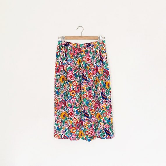 70s psychedelic floral maxi skirt - vtg 80s 70s h… - image 2