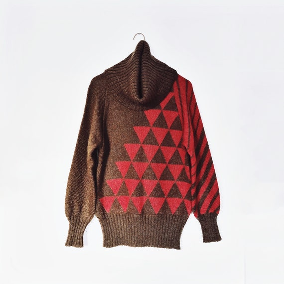 agatha brown 80s knit mohair cowl turtleneck sweat