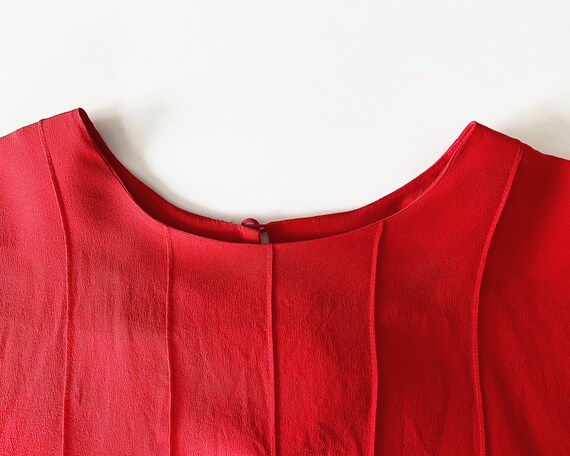 80s / 90s red silk short sleeve shirt - minimalis… - image 6