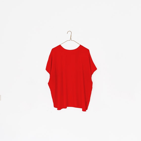 80s / 90s red silk short sleeve shirt - minimalis… - image 1