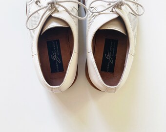 Georgio Brutini Vintage White Leather Tassel Loafers Men’s Size 8D Oxford Leather Tassel Size 8 - Vintage 90s Giorgio Brutini  main image 2