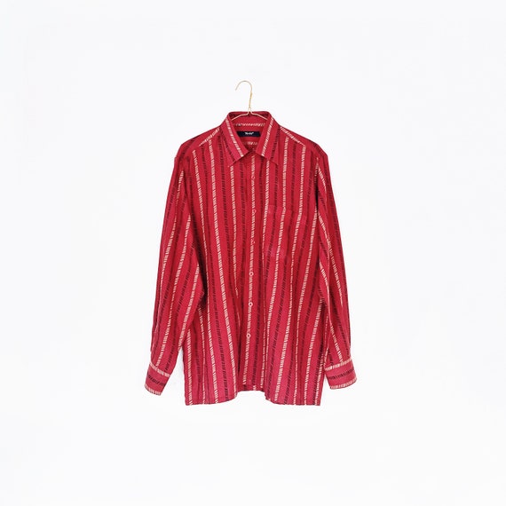 60s / 70s vintage red diagonal line button down -