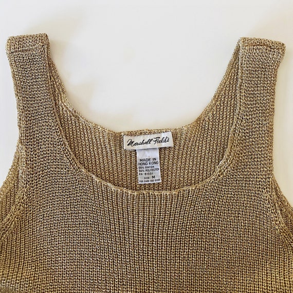 gold knit 90s minimalist sleeveless sweater blous… - image 5