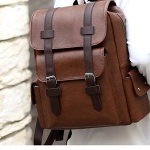 Sac à dos en cuir pour homme, Sac à dos de voyage en cuir, Grands sacs à dos pour ordinateur portable, Cartable, Cadeau homme, Cuir pleine fleur, Sacs en cuir faits main