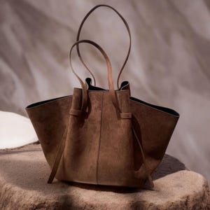 Large Faux Suede Tote Bag: Women&#39;s Shoulder Handbag