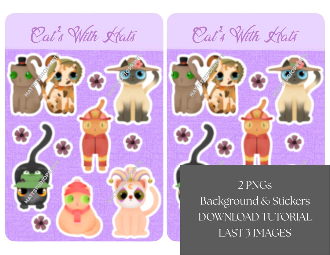 Cats in Hats Sticker Sheet: Planner Stickers (digital Download, Cricut ...