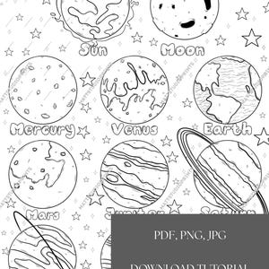 Solar System Coloring Page: Kids Astronomy Activity, Planets Printable (PDF Download