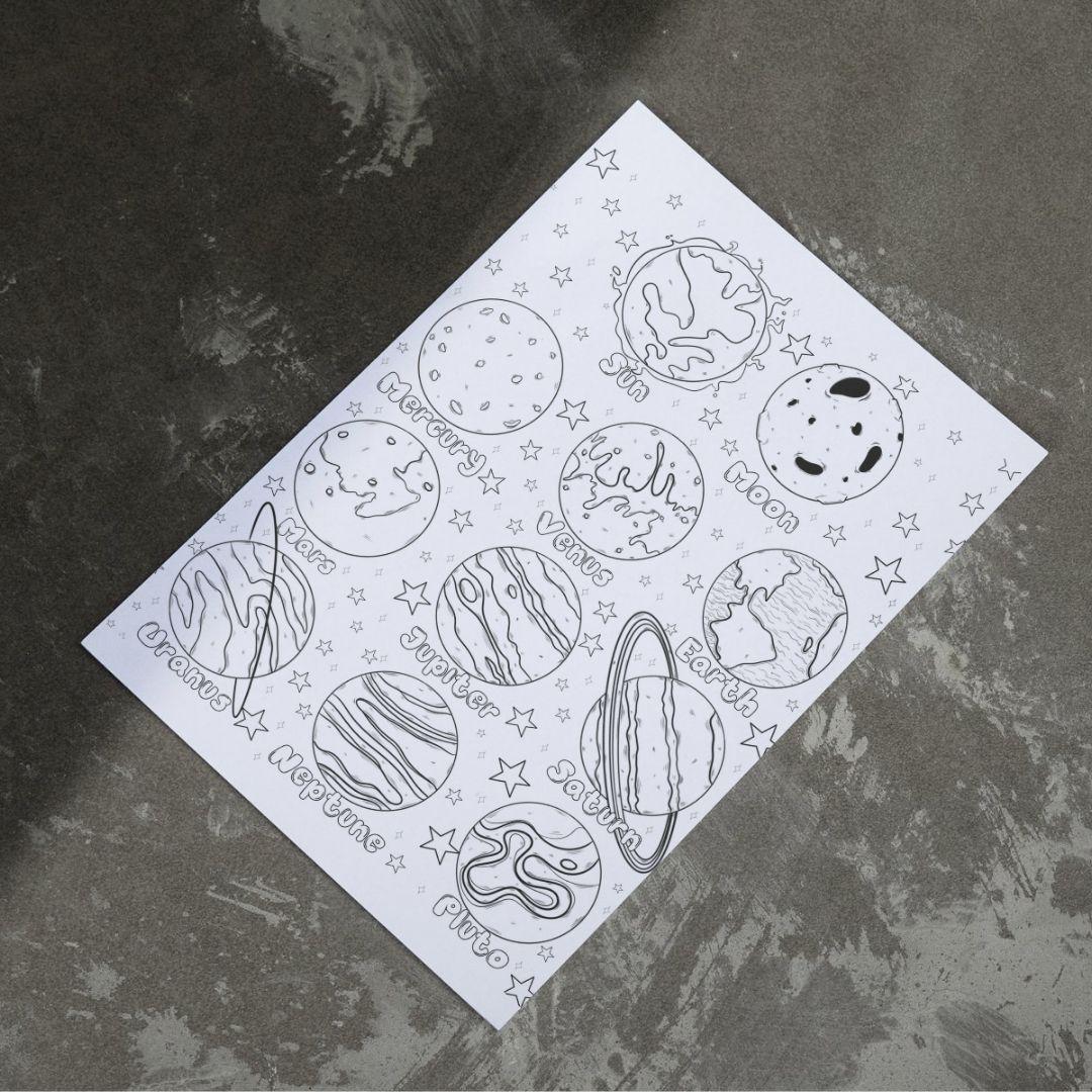 Solar System Coloring Page: Kids Astronomy Activity, Planets Printable ...