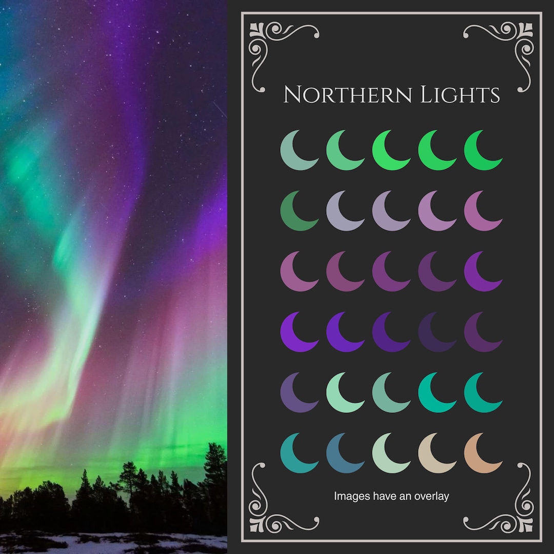 Northern Color Procreate Northern Lights Color Palette: Aurora Borealis Colors, 30 ...