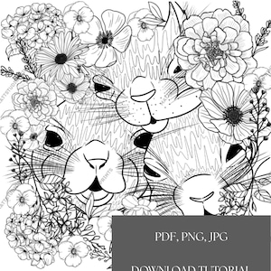 Floral Chipmunk Coloring Page: Whimsical Woodland Art (Digital Download, 8.5x11&quot;)