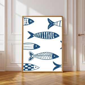 Printable Sardine Wall Art | Digital Fish Poster Kitchen & Dining Room | Instant Download Boho Decor