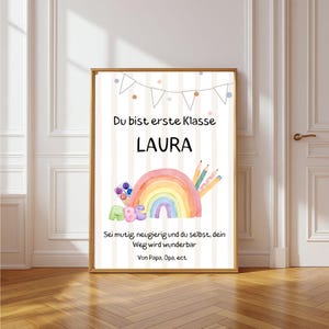Personalized back-to-school gift | Poster for schoolchildren | Wishes | Encouragement | Girl & boy | School enrollment wall picture |
