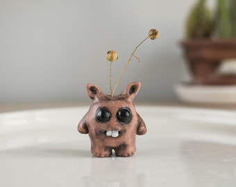 Tiny creature &quot;Goletooth&quot; polymer clay figurine creepy happy cute handmade sculpture
