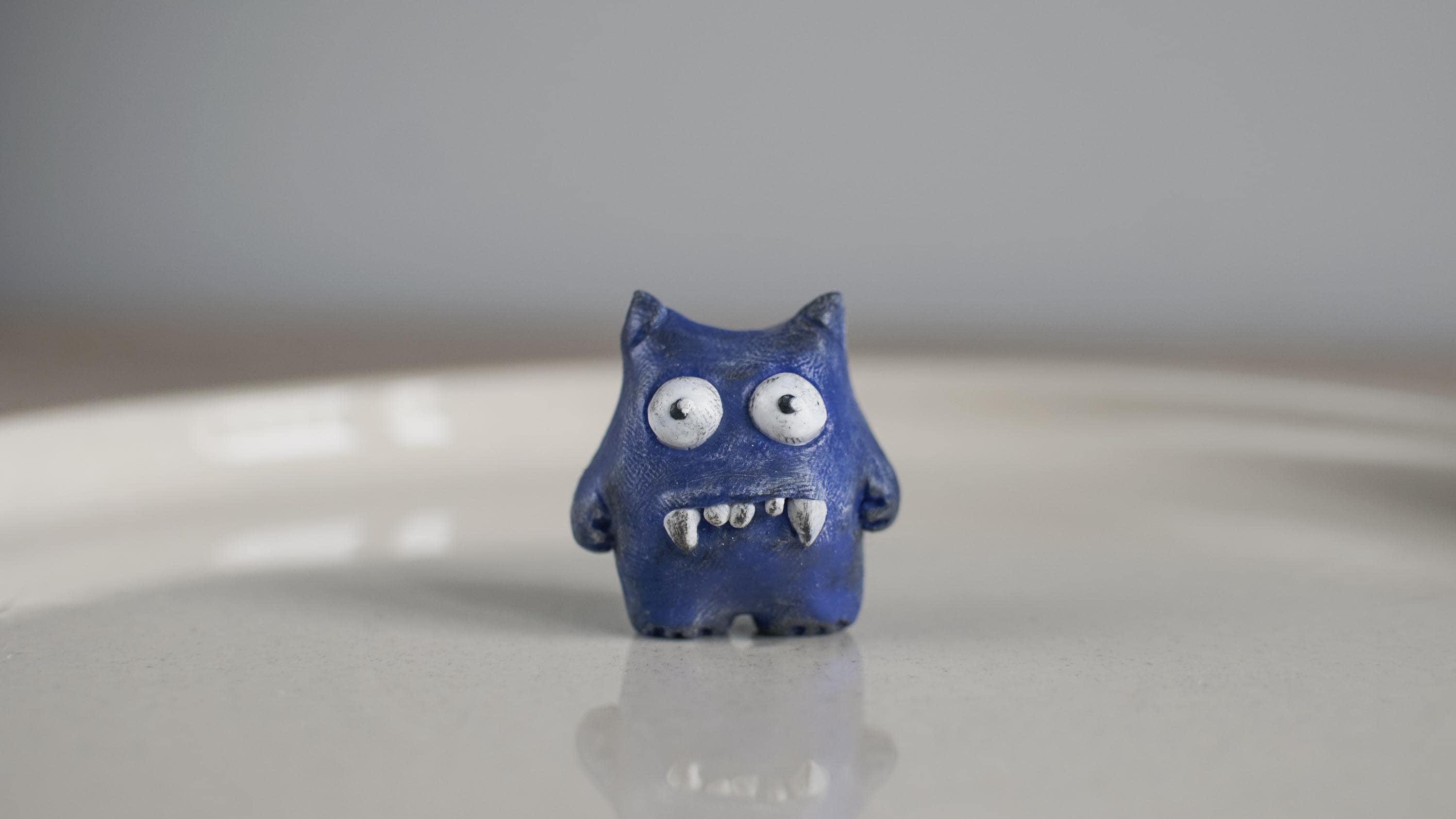 Tiny monster creature polymer clay figurine creepy happy cute handmade sculpture vampire