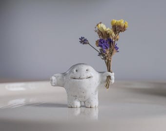 Tiny creature &quot;Golemou&quot; polymer clay figurine creepy happy cute handmade sculpture