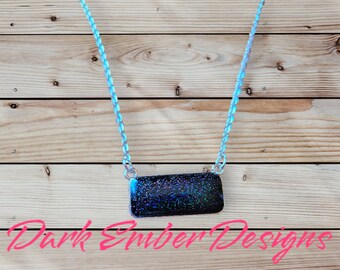 DARK NIGHT BAR-1 inch resin tray glitter bar pendant necklace.