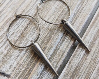 SMALL GUNMETAL SPIKES- 20 mm gunmetal hoops with small gunmetal spikes.