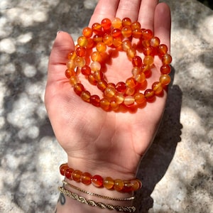 Carnelian Bracelet, AAA Grade Carnelian Beads, Carnelian Elastic Bracelet, Carnelian Bead Bracelet, 8mm Carnelian Bracelet, Boho Bracelet