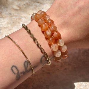 Arusha Sunstone Bracelet, 8mm Arusha Sunstone Bead Bracelet, Sunstone Elastic Bracelet, Sunstone Bracelet, AAA Grade Arusha Sunstone