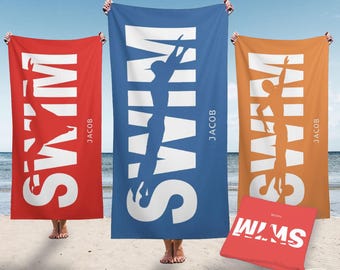 Personalized Swimming Beach Towel,Custom Swim Team Pool Towels,Gift For Swimmer,Swim Instructor,Sports Club,friends, girls and boys,handbags