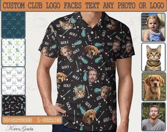 Camisa polo personalizada com rosto estampado para golfista, amante do golfe, presente para marido/pai, camisa polo de manga curta personalizada, melhor pai do mundo para avô, papai.