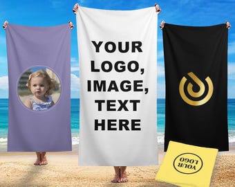 Strandlaken met aangepast logo, badhanddoek cadeau waardering, handdoek cadeaus voor collega, hier je logo, handdoek met je logo, bedrijfslogo, teamcadeau
