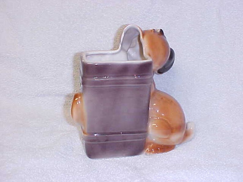 Royal Copley Terrier Pup With Suitcase Vintage Dog Figurine Planter Ceramic Pottery Vase 1940's image 3