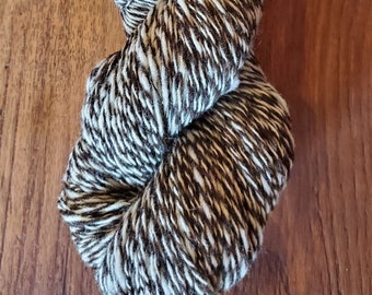 Yarn- 100% Wool- 2 Ply Fingering- 275 yards- Natural Brown & White