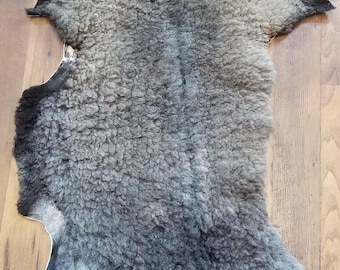 Wool Sheep Skin, Unique #5, Shepherd's Cross - 40" by 23"