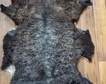 Wool Sheep Skin, Unique #6, Shepherd's Cross - 37" by 25"
