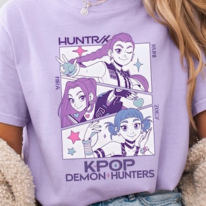 Kpop Demon Hunters T-shirt Gift For Woman,Jinu Manga Shirt,Kpop Huntrix Pin,Demon Hunter Merch,Saja Girls Fan Poster, Kpop Shirt