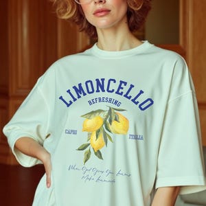 Shirt limoncello, verfrissend grafisch T-shirt citroen, Italiaans zomert-shirt, cadeau voor citroenliefhebbers, vakantie T-shirt Italië, cocktailshirt