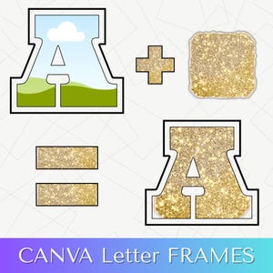 Canva Letter Frame Template | Editable Alphabet Number Frames | Digital Download | Photo Frame Mockup | Instant Download Design Elements